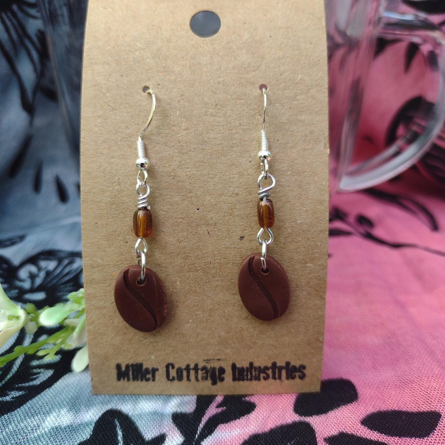 Coffee bean dangle with brown