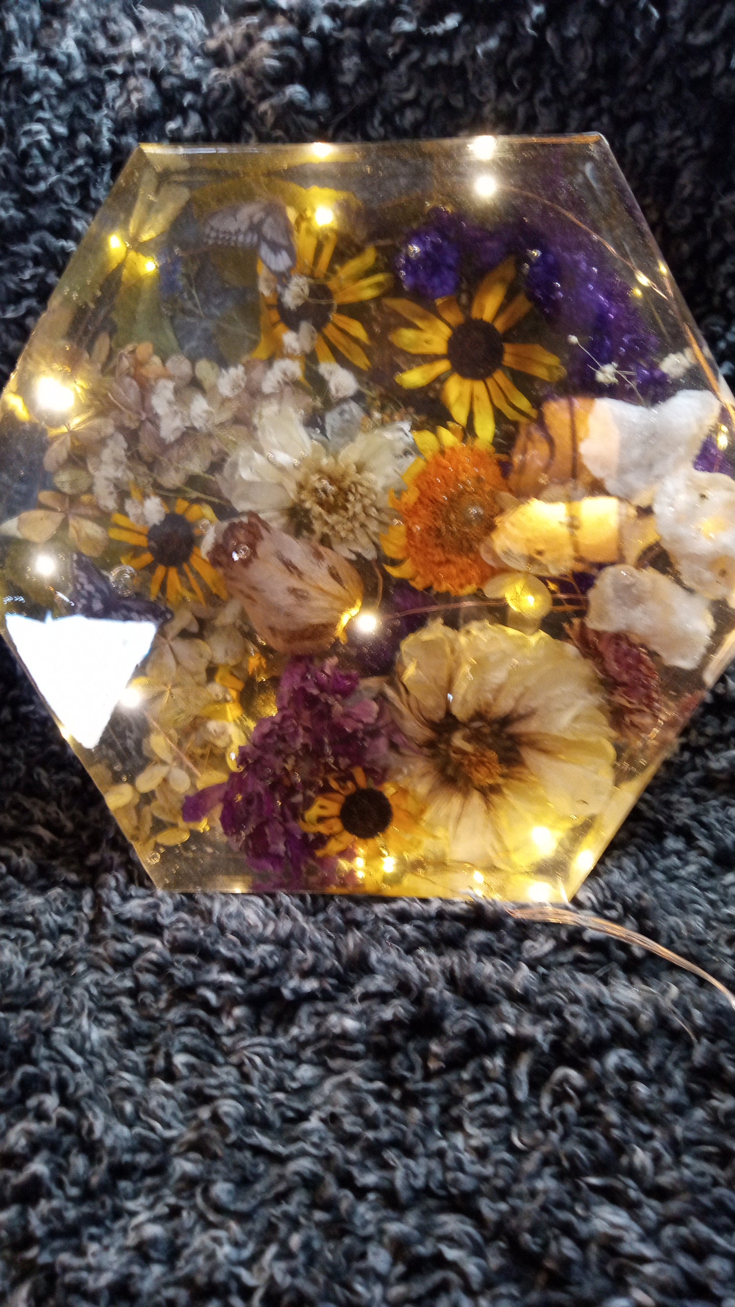Floral hexagon with lights