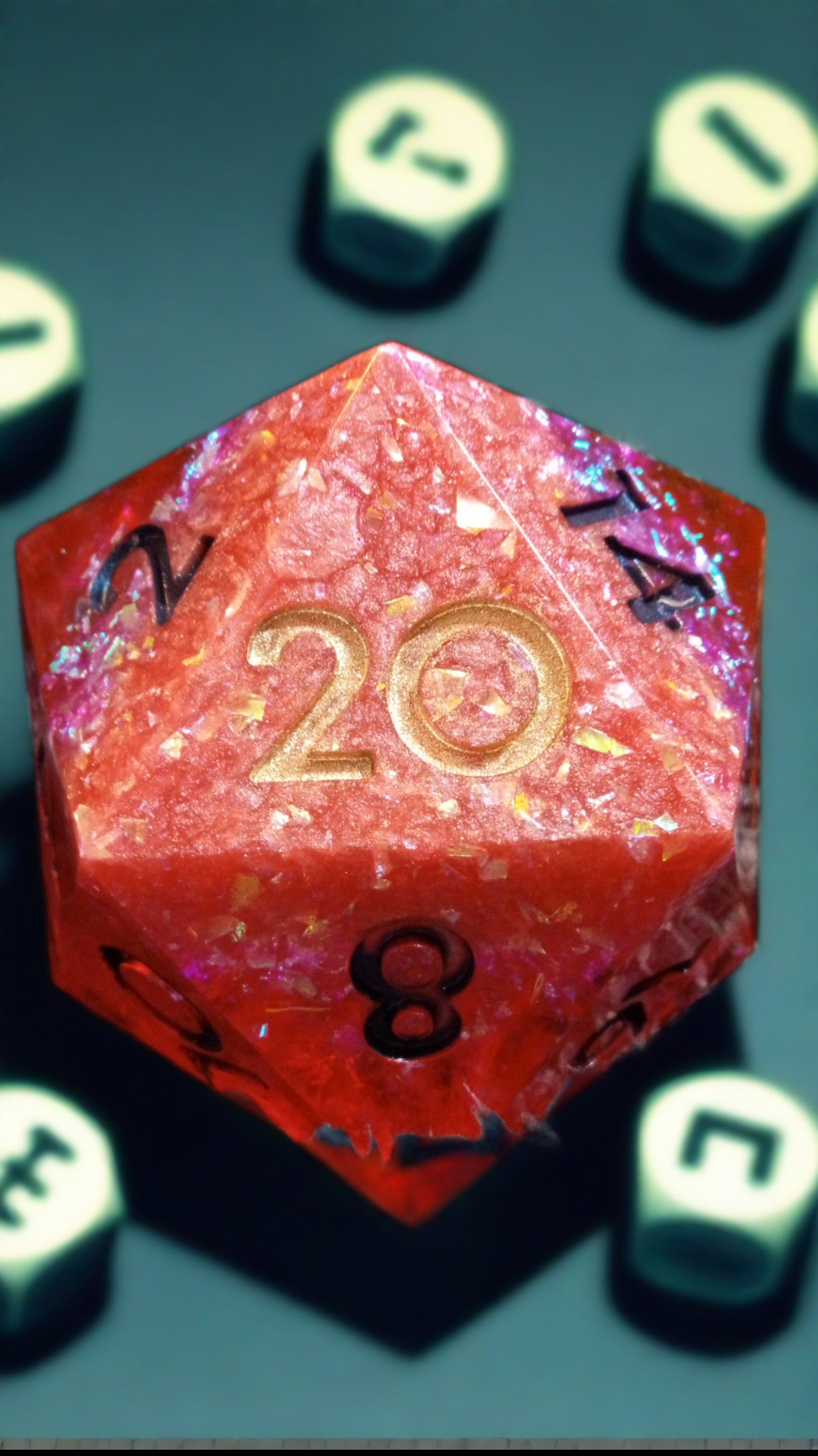 20 sided die pink