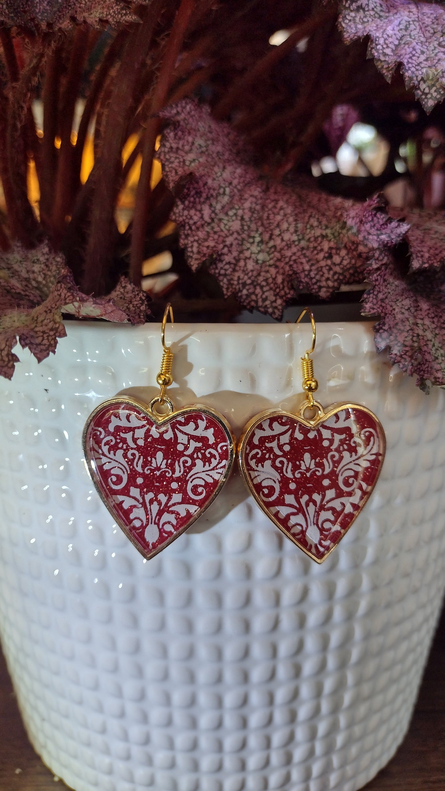 Gold garnet heart
