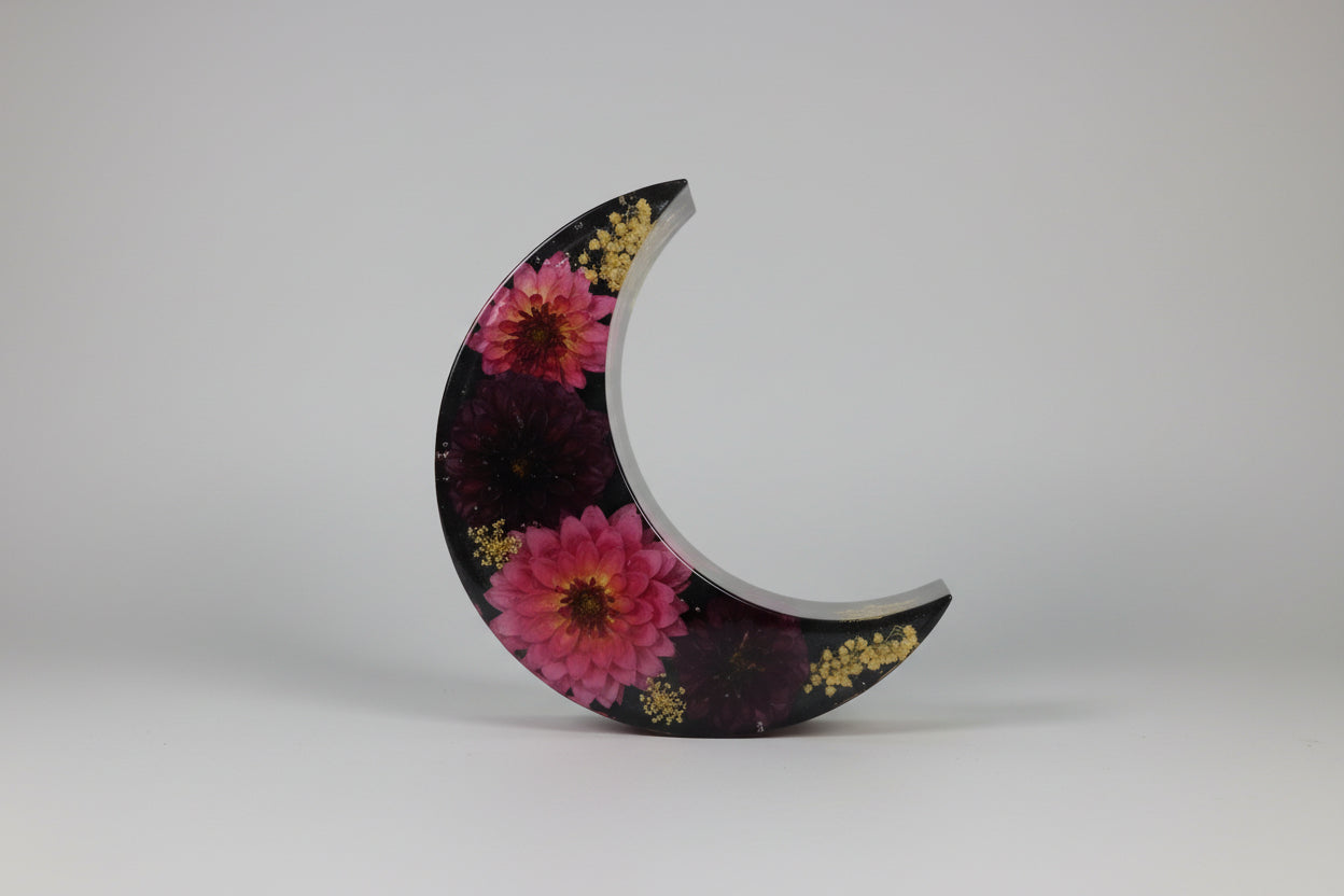 Dahlias in crescent moon