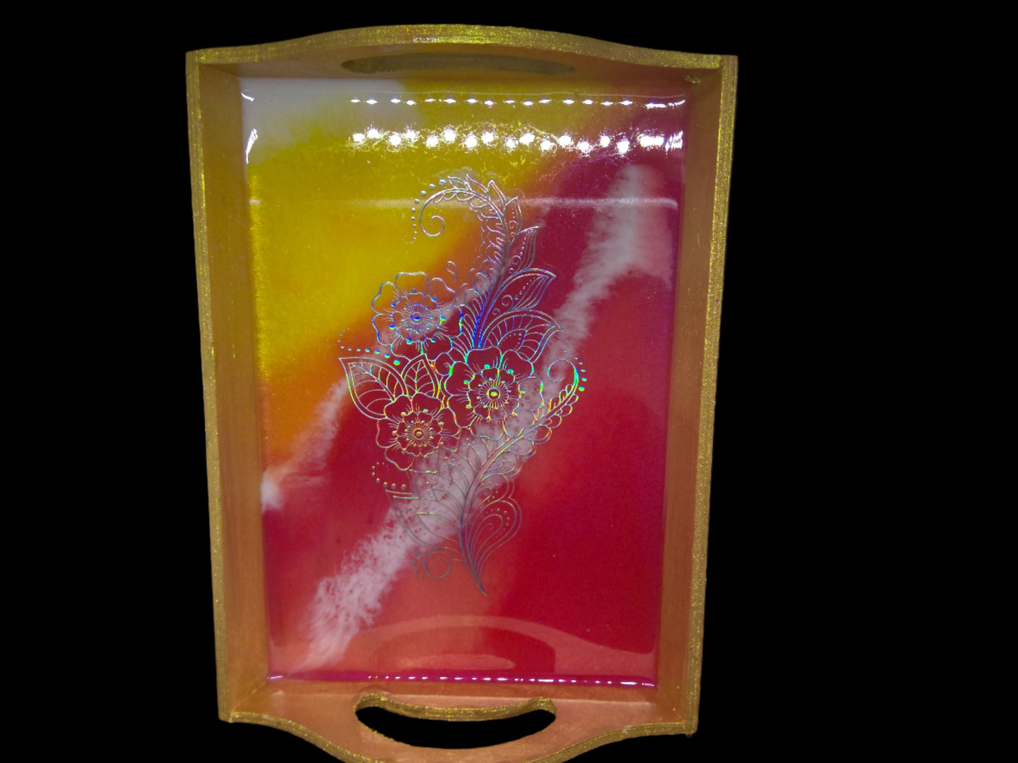 small gold tray flowers