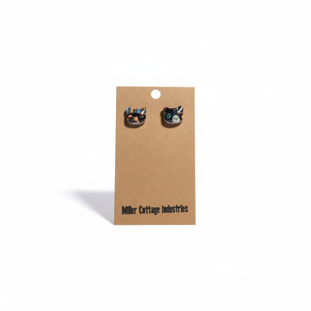 ghosty library cat head stud