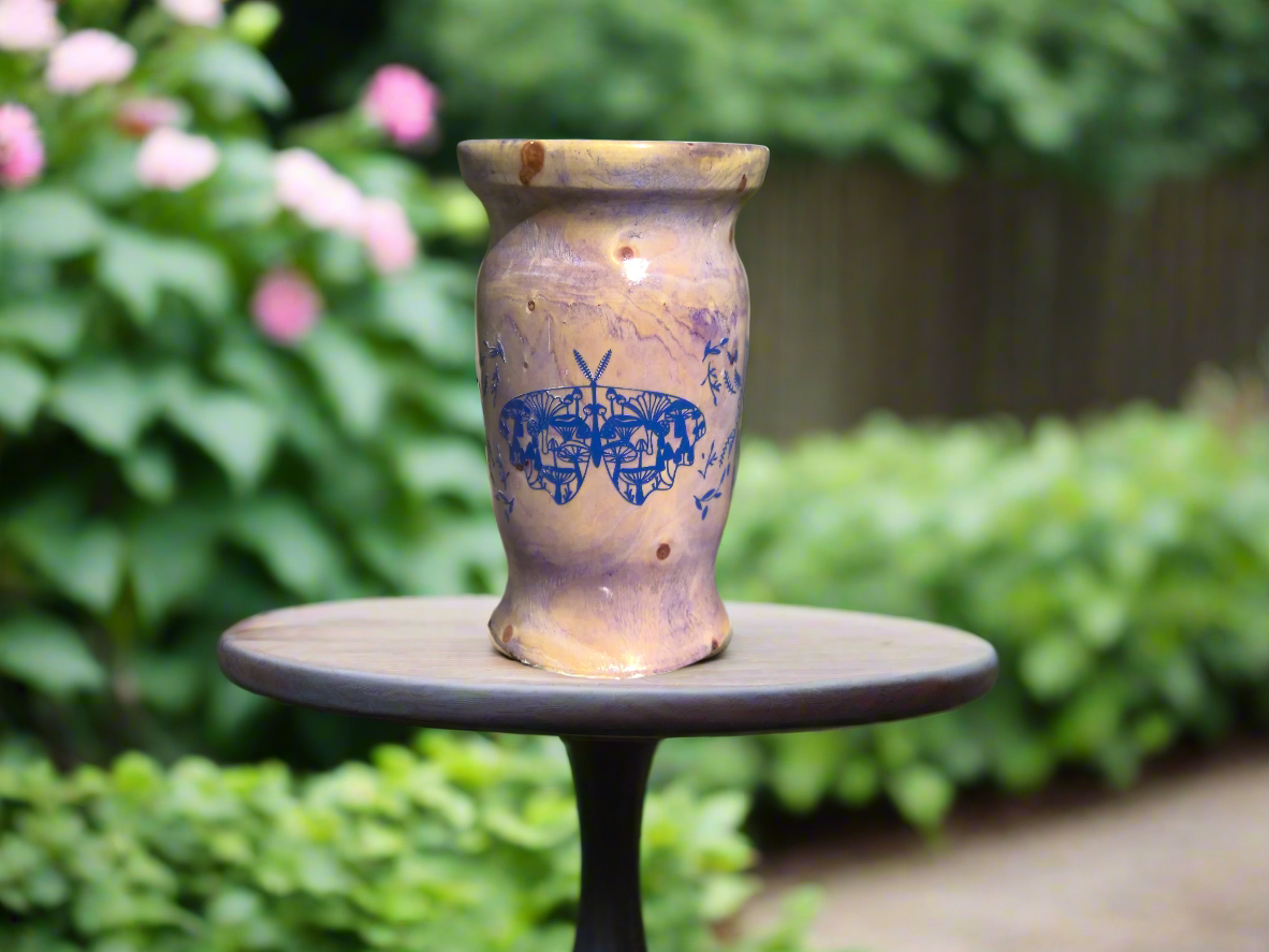 wooden vase mushroom moth