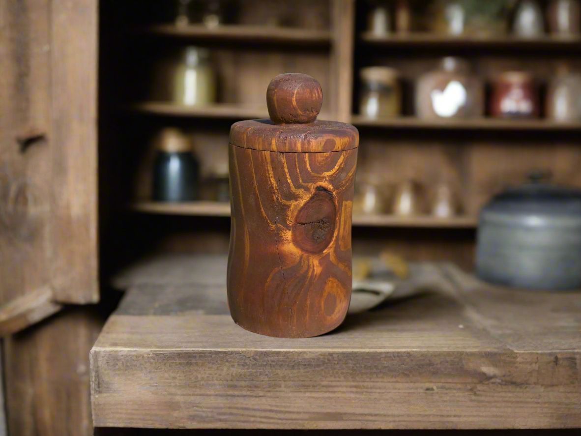 wooden apothecary jar with lid