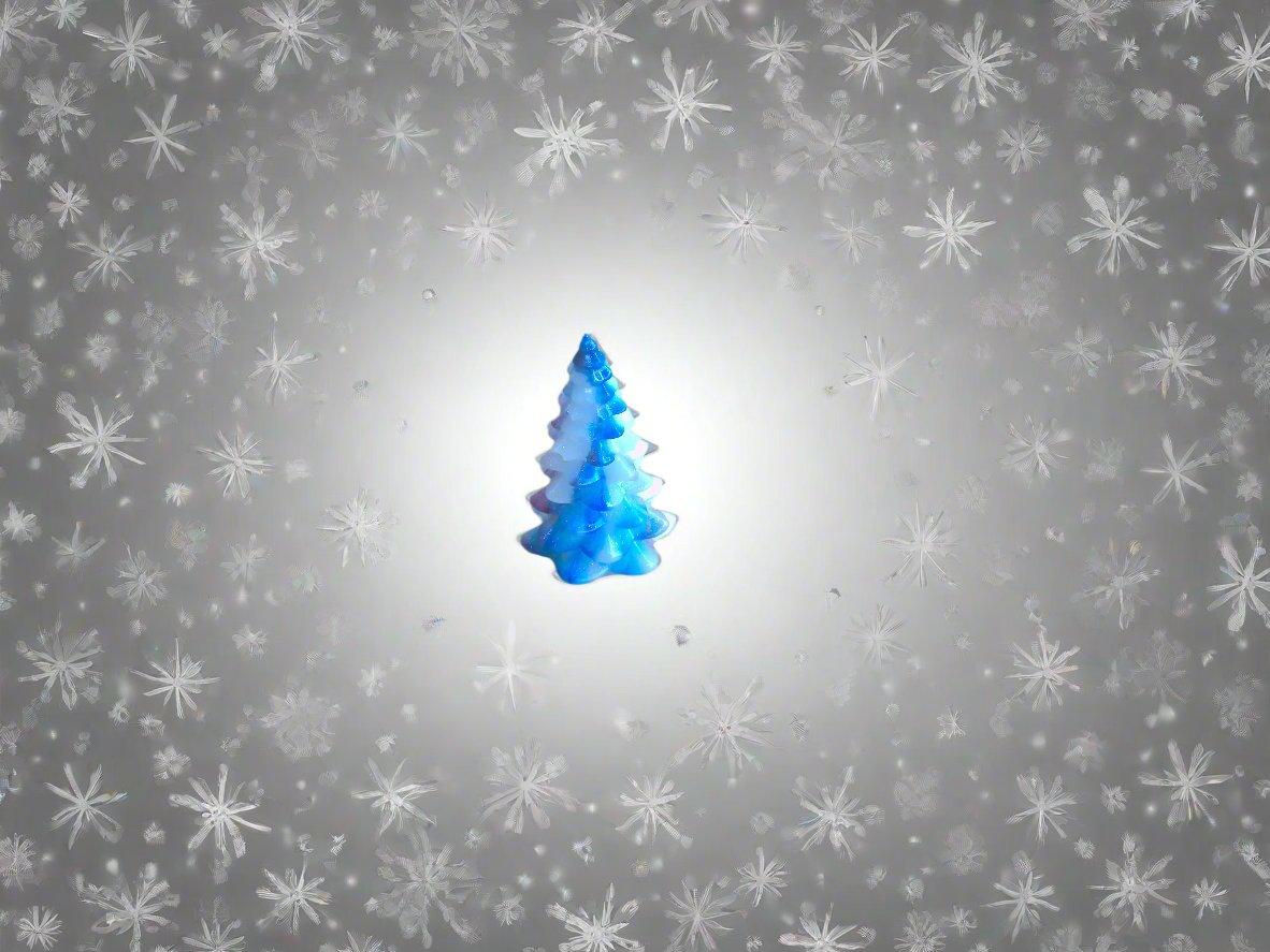 Tree with white and blue