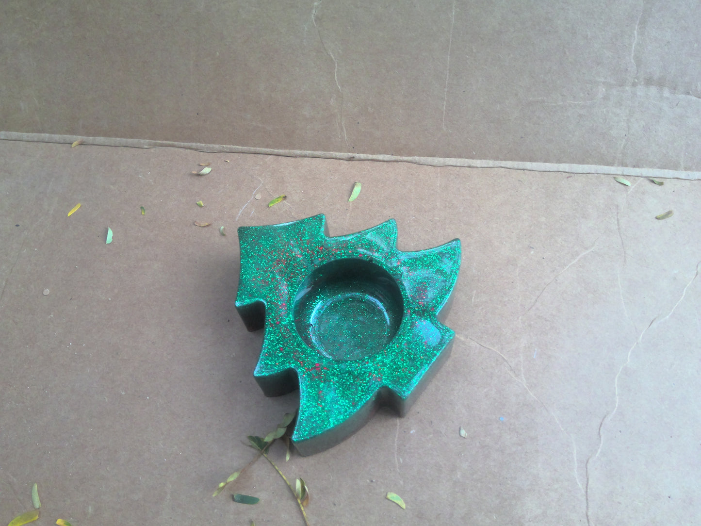 green tree candle holder