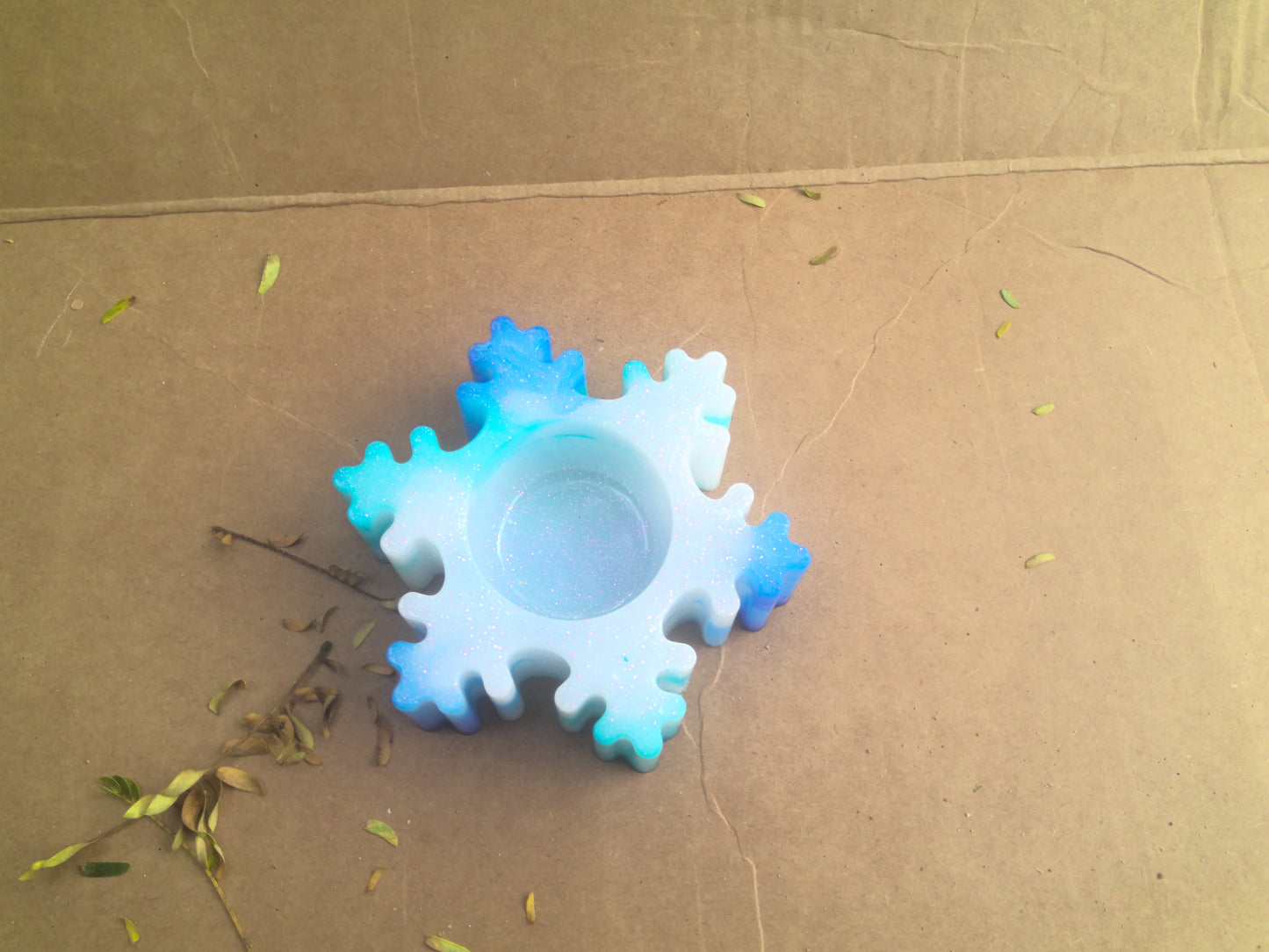 christmas glitter snowflake candle holder
