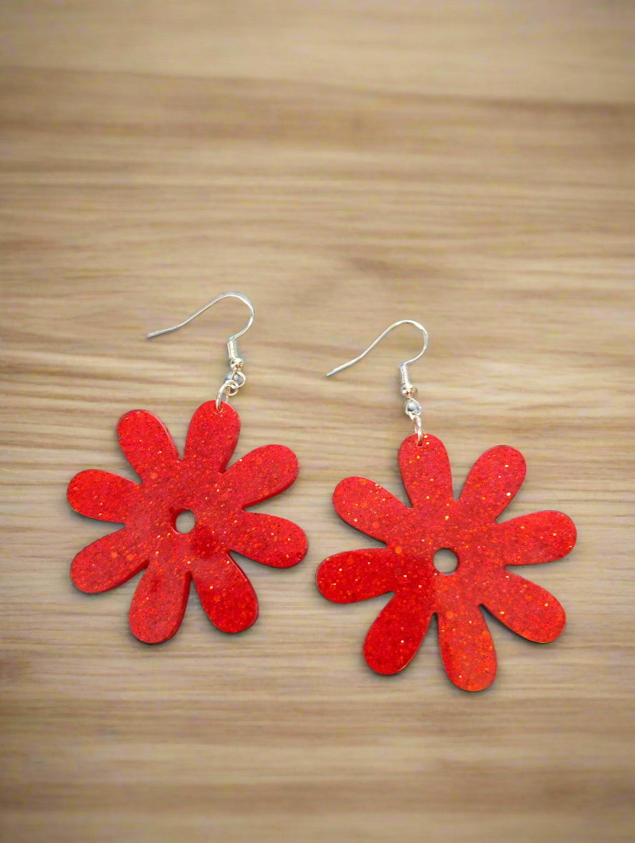 Red glitter flower 3