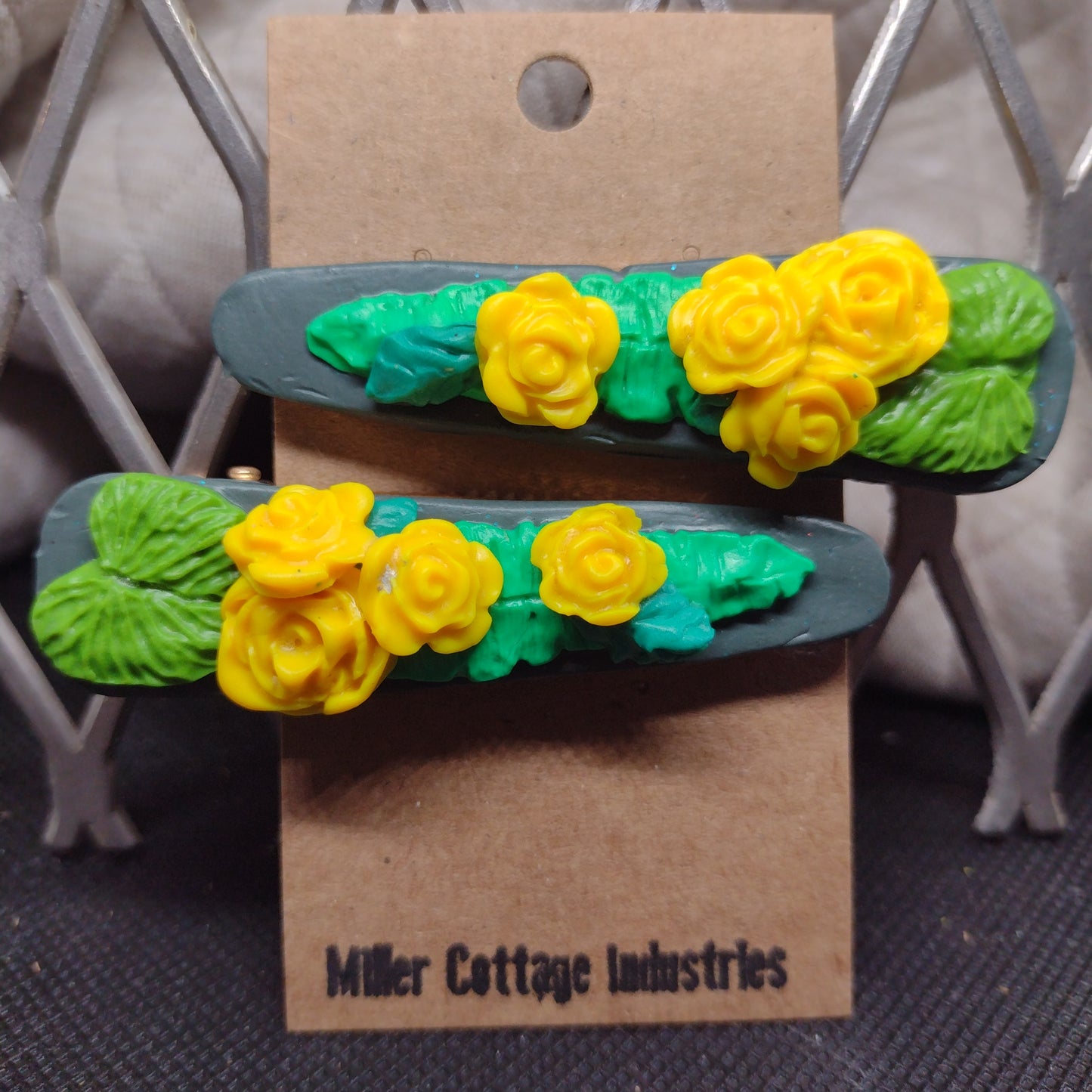 Yellow roses hair clip