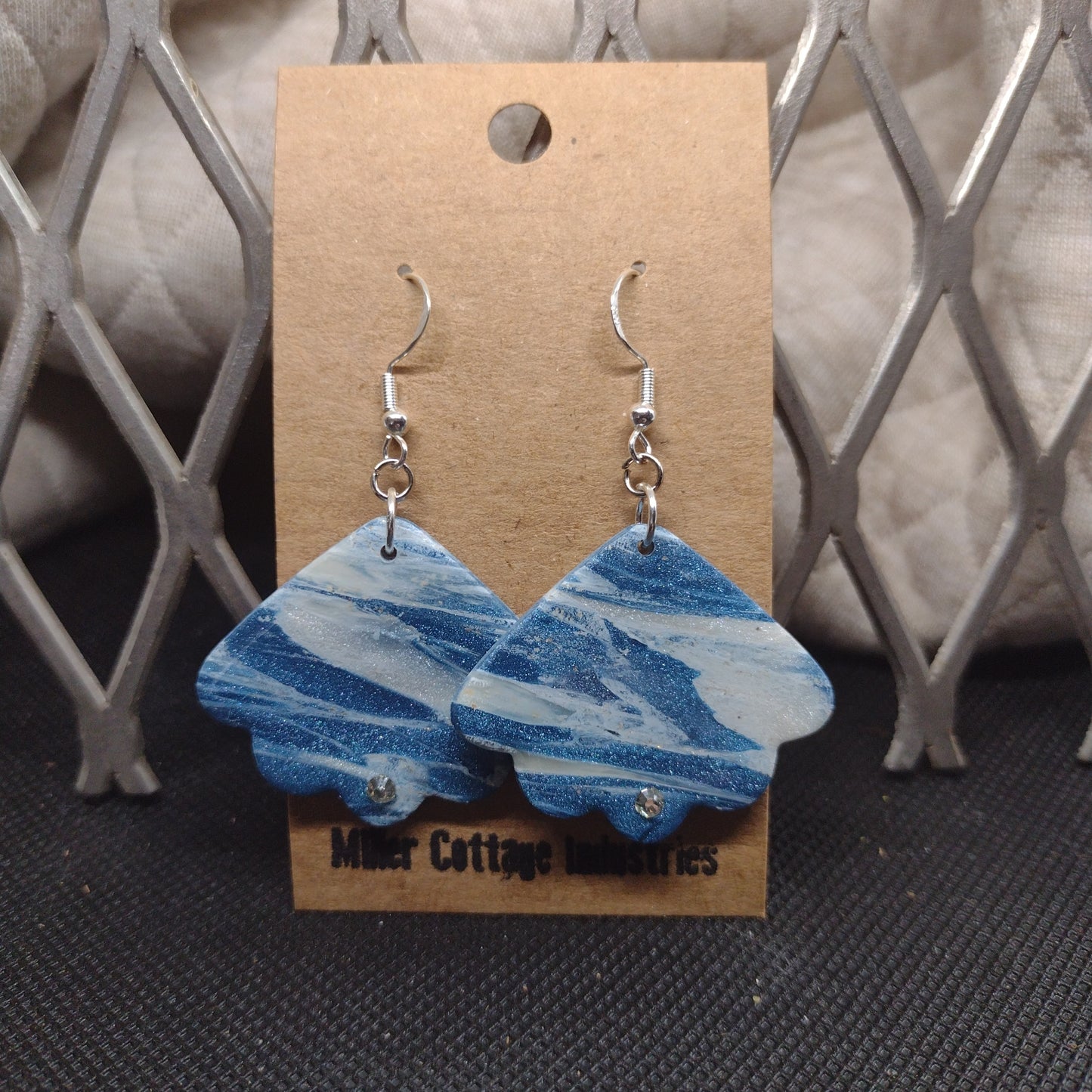 Blue and sparkling swirls with rhinestones