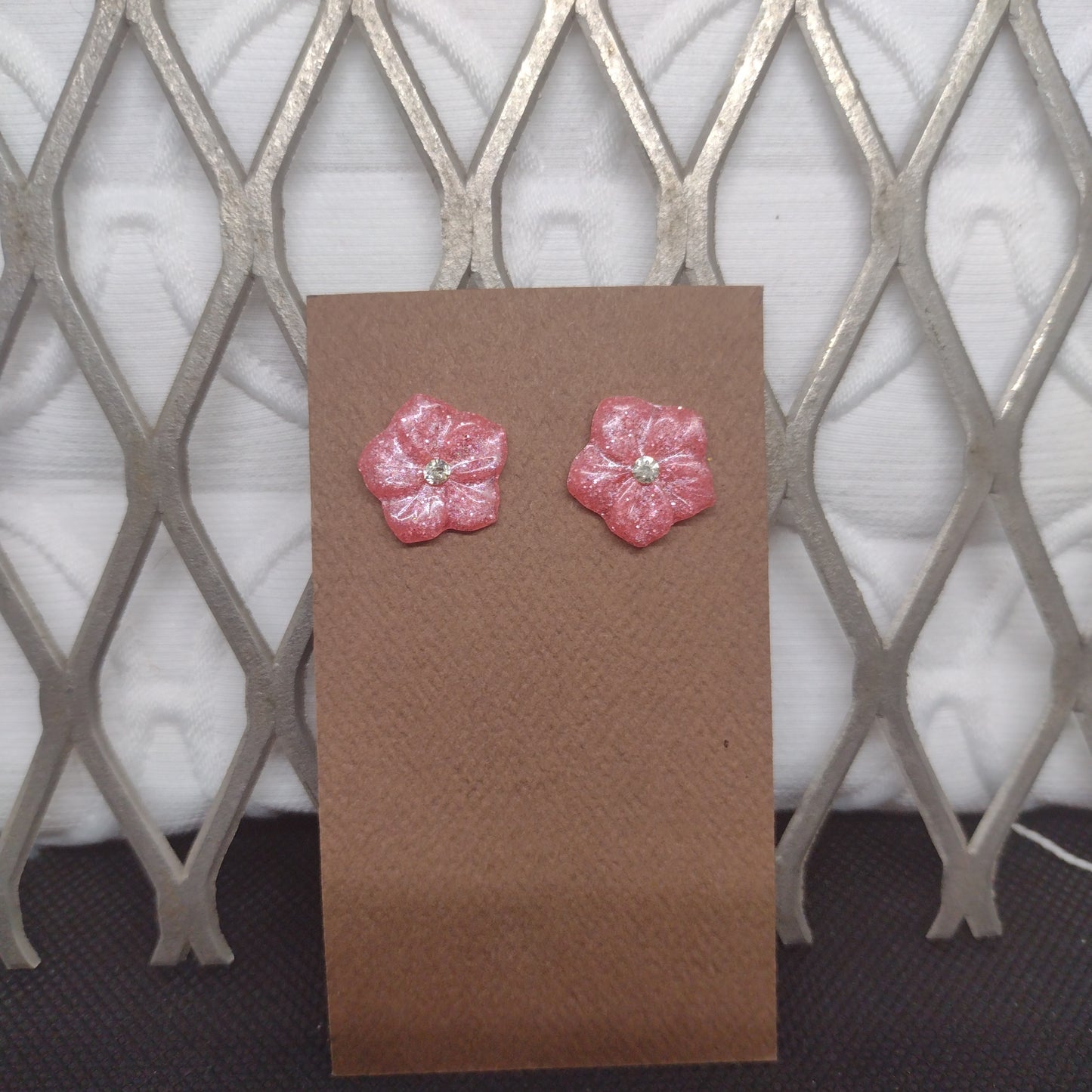 Pink hibiscus flower with rhinestones