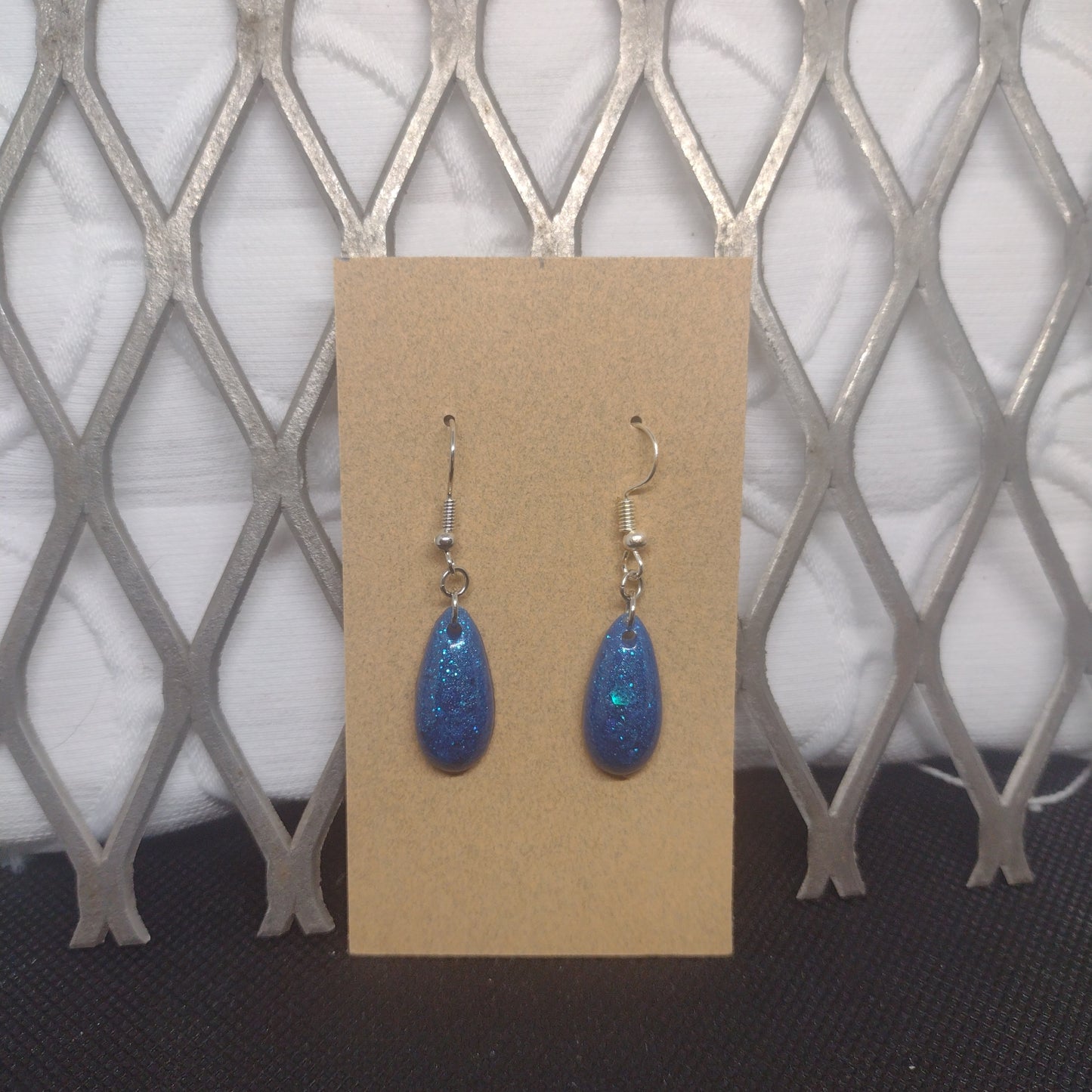 Medium blue glitter tear drop