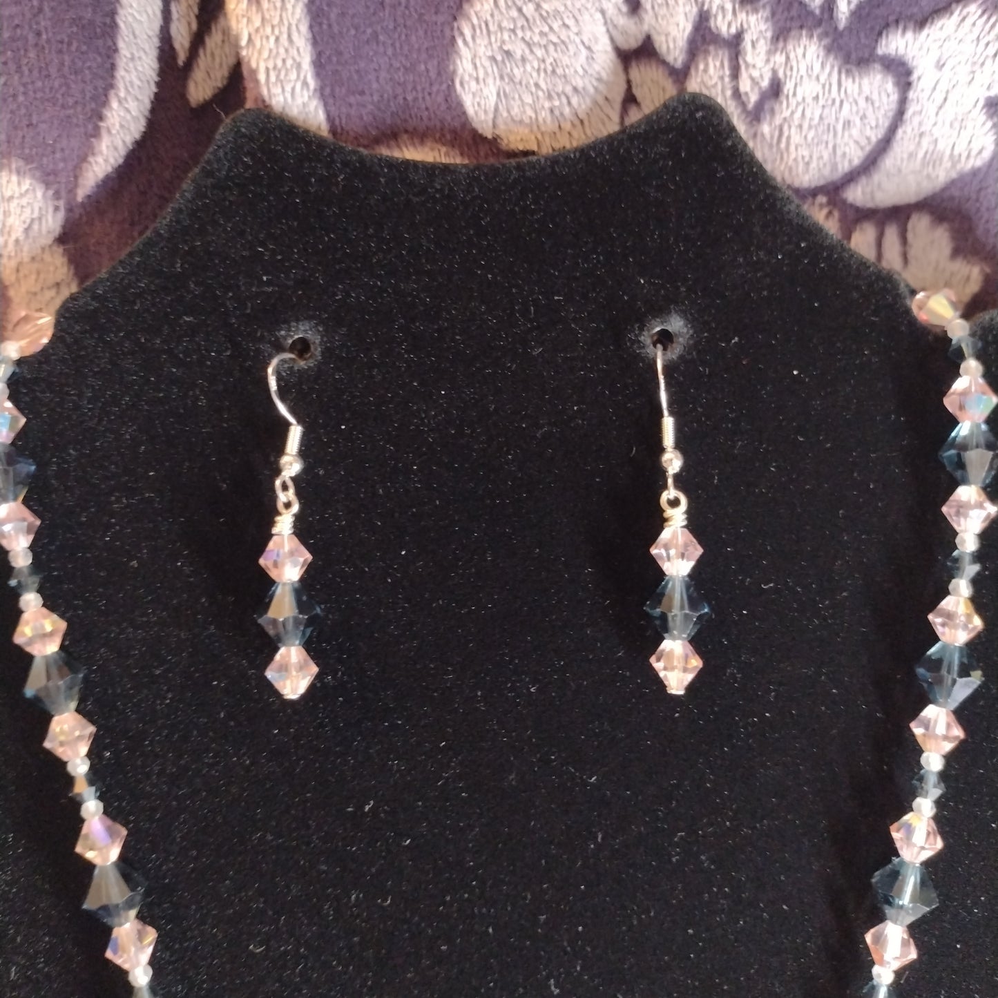 Rose quartz tree of life pendant set