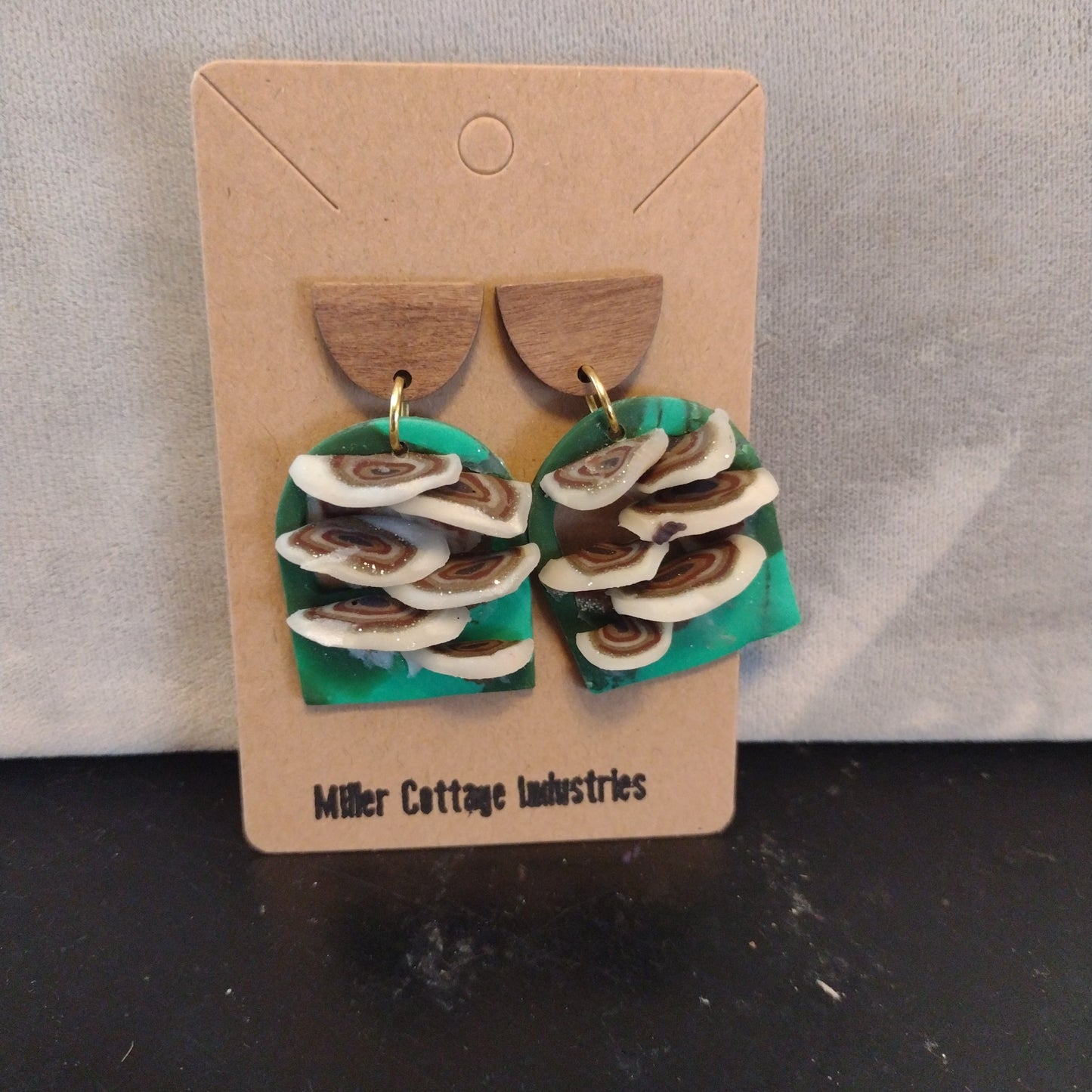 Mushroom shelves in wood