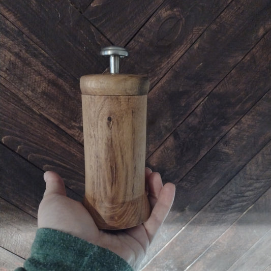 Wood jar with metal lid