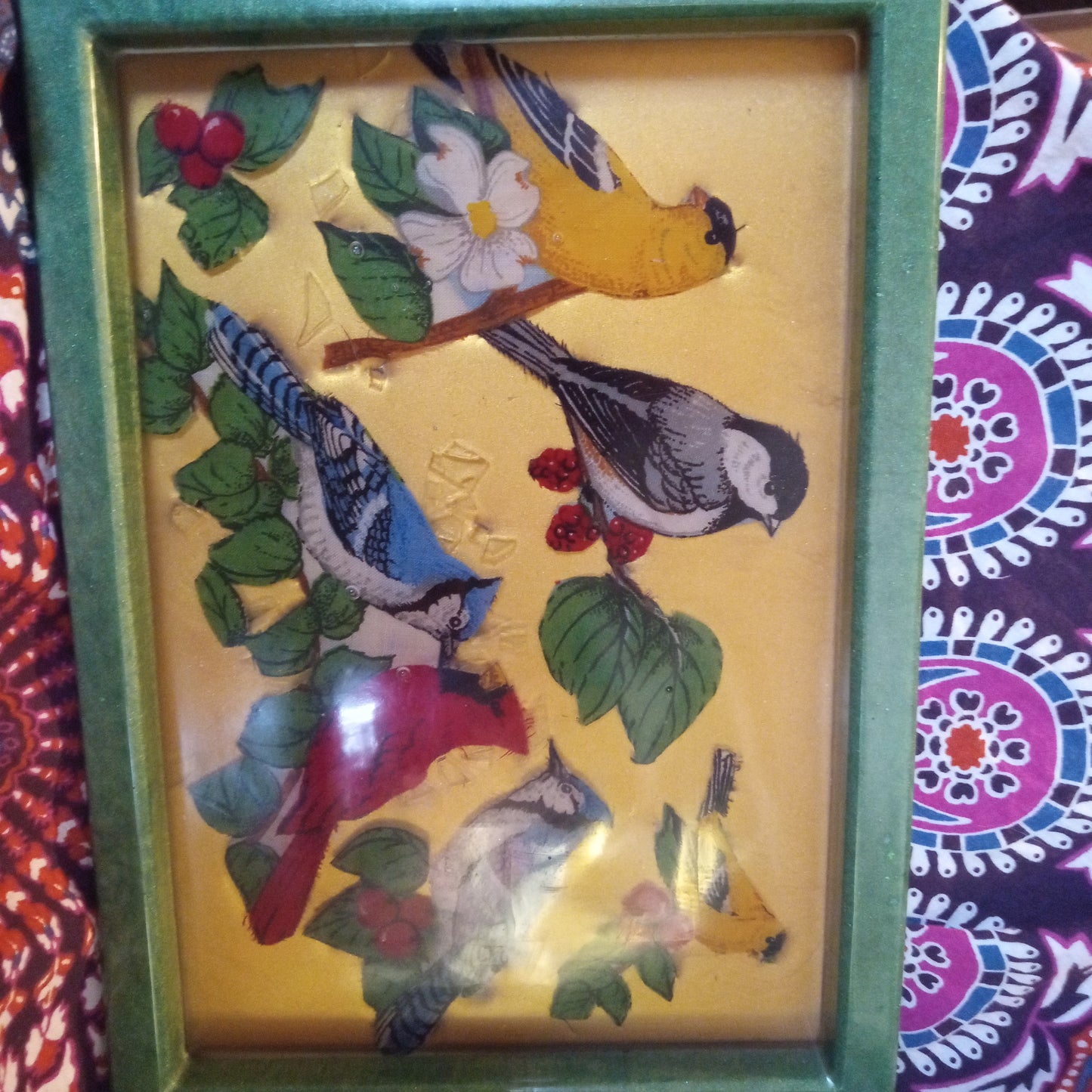 Vintage birds resin tray