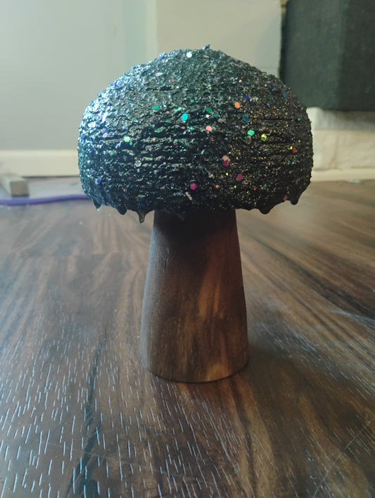 Dark glitter wood mushroom