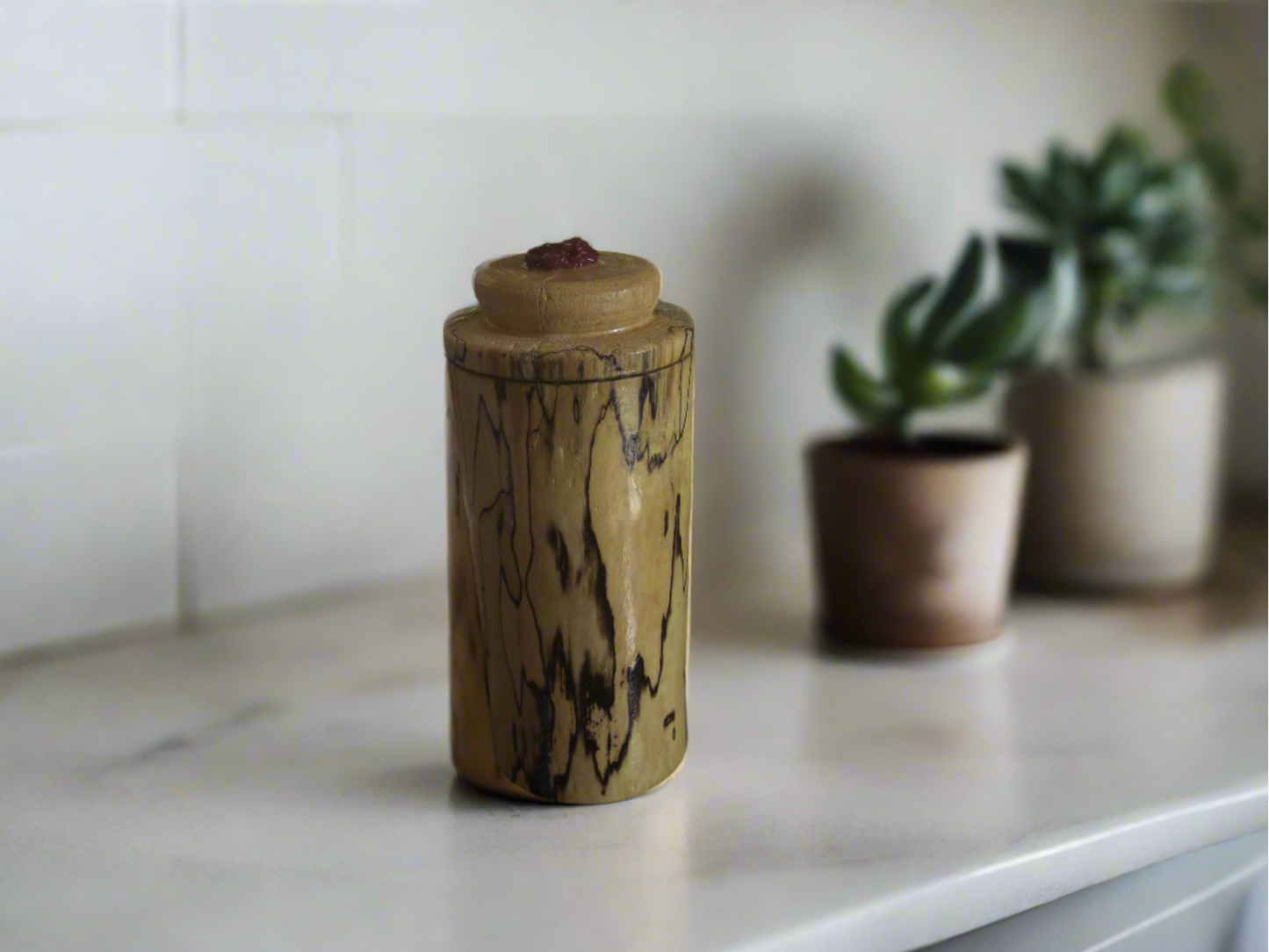 maple wood jar with lid