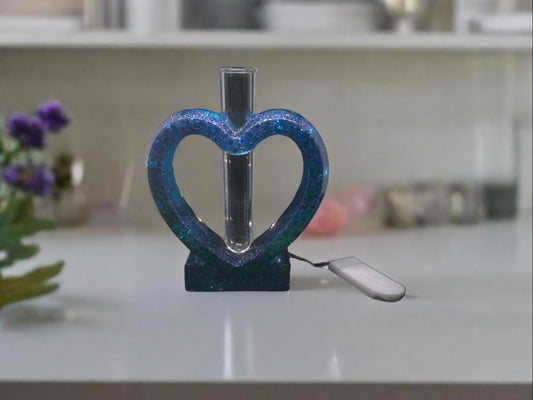 flower heart vase blue