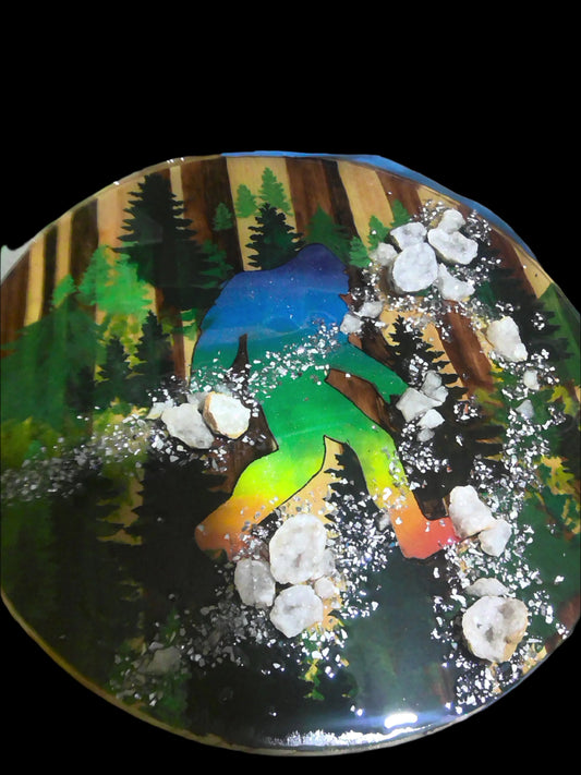 Bigfoot painting with geodes