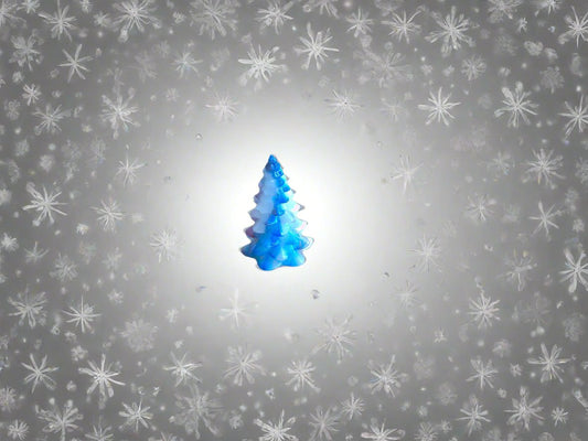 Tree with white and blue