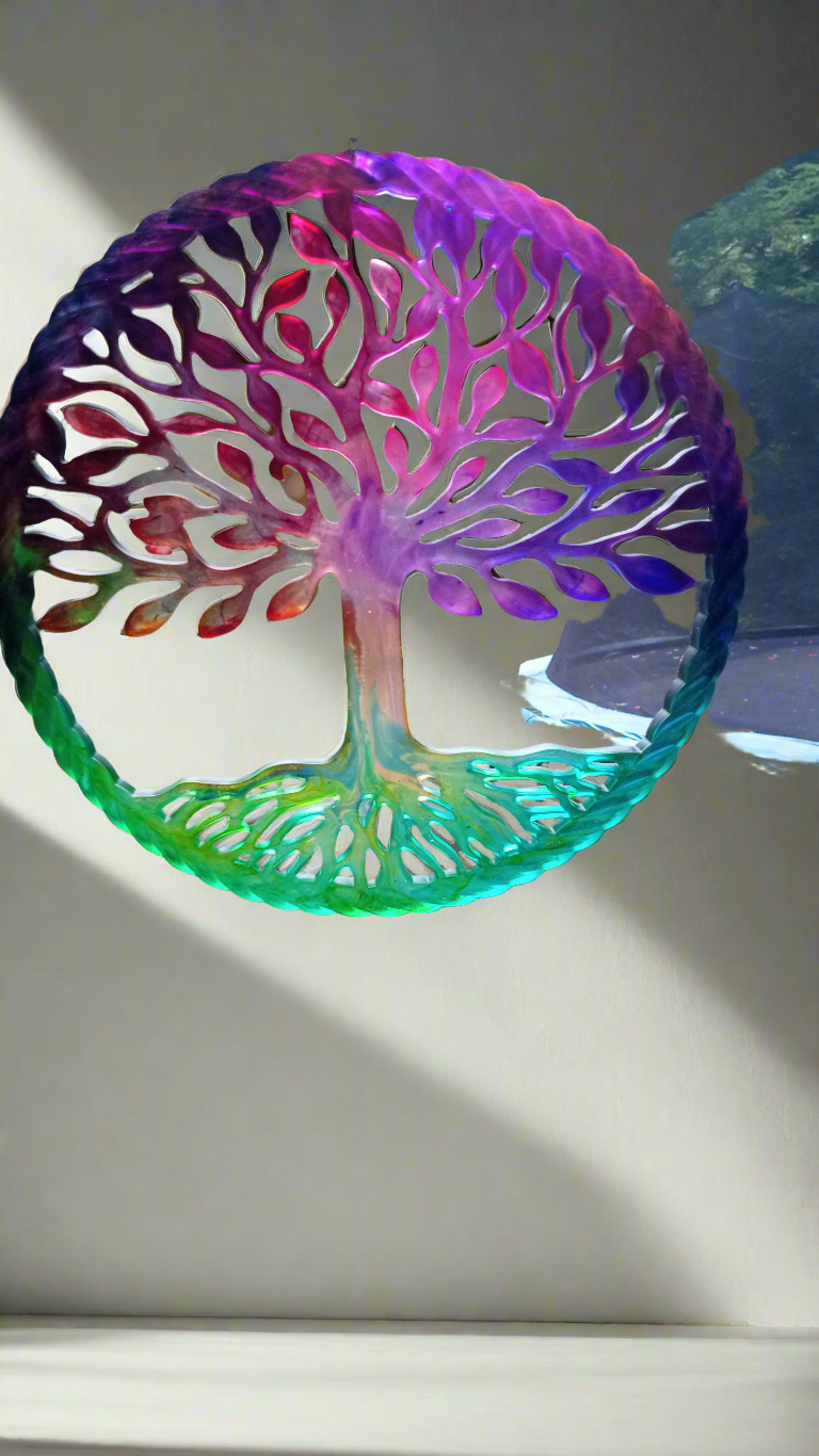 Tree of life sun catcher rainbow
