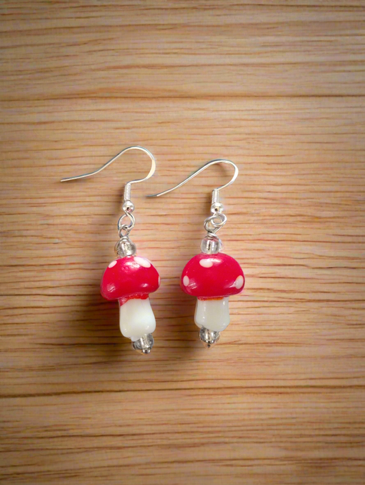 Glass blown mushroom red