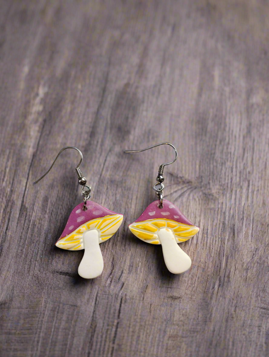 Maroon mushroom dangle