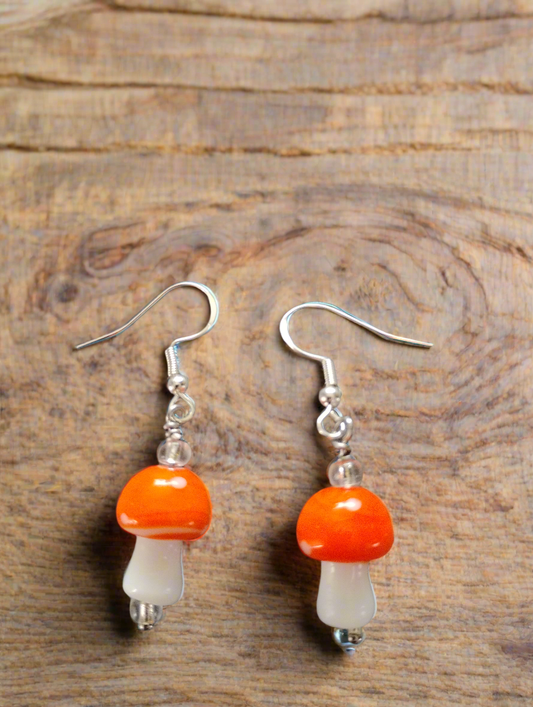 Glass blown mushroom orange