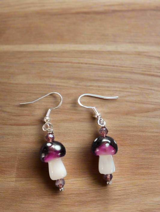 Glass blown mushroom purple