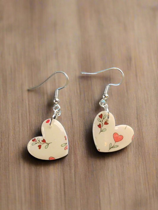 Floral heart print dangle
