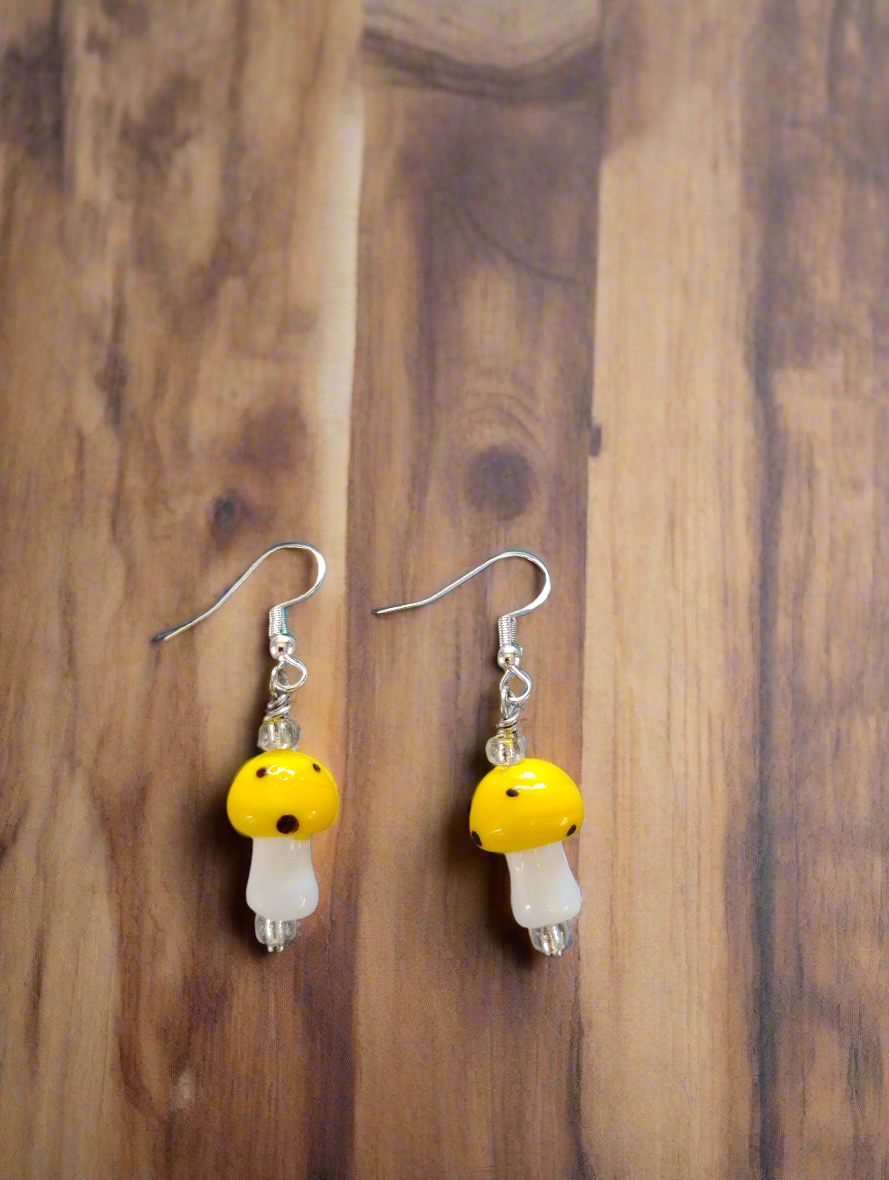 Glass blown mushroom yellow