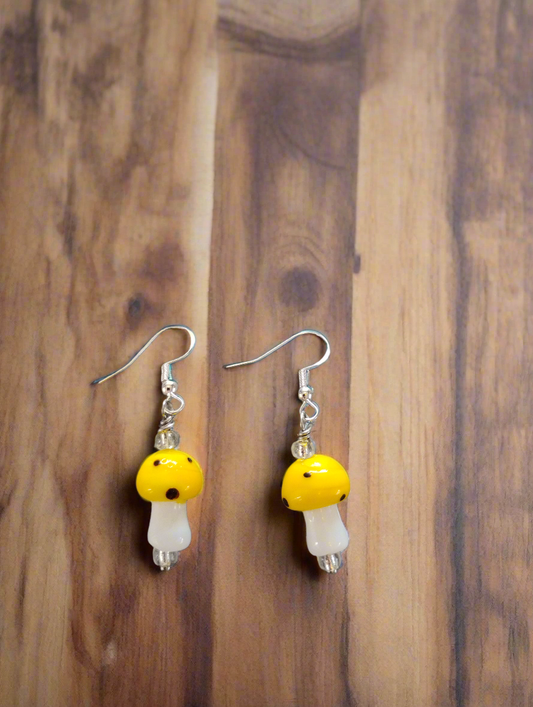 Glass blown mushroom yellow