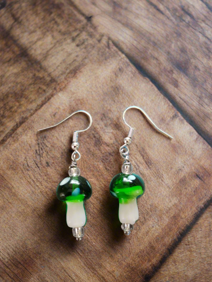 Glass blown mushroom green