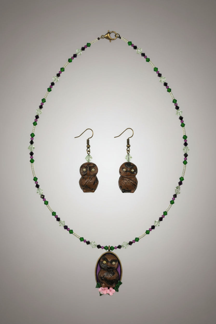 Brown and pink owl set