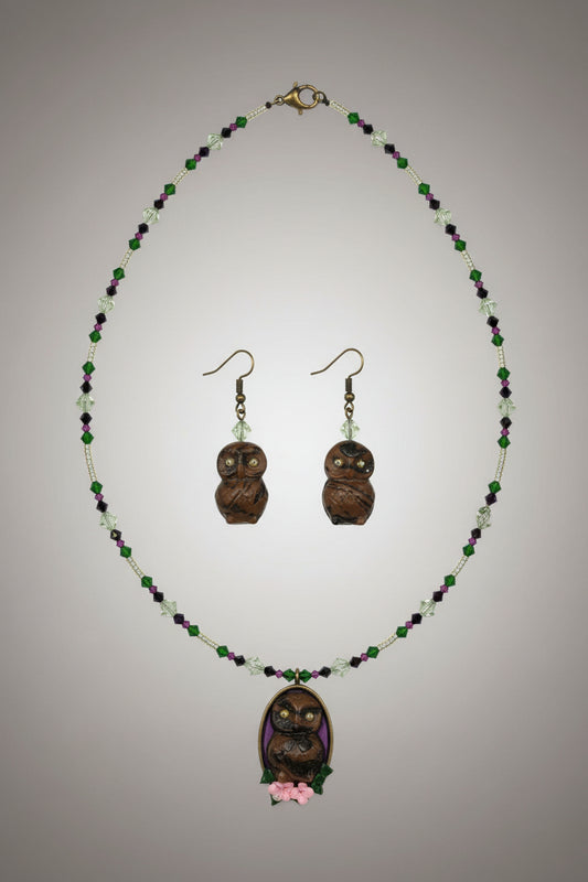 Brown and pink owl set
