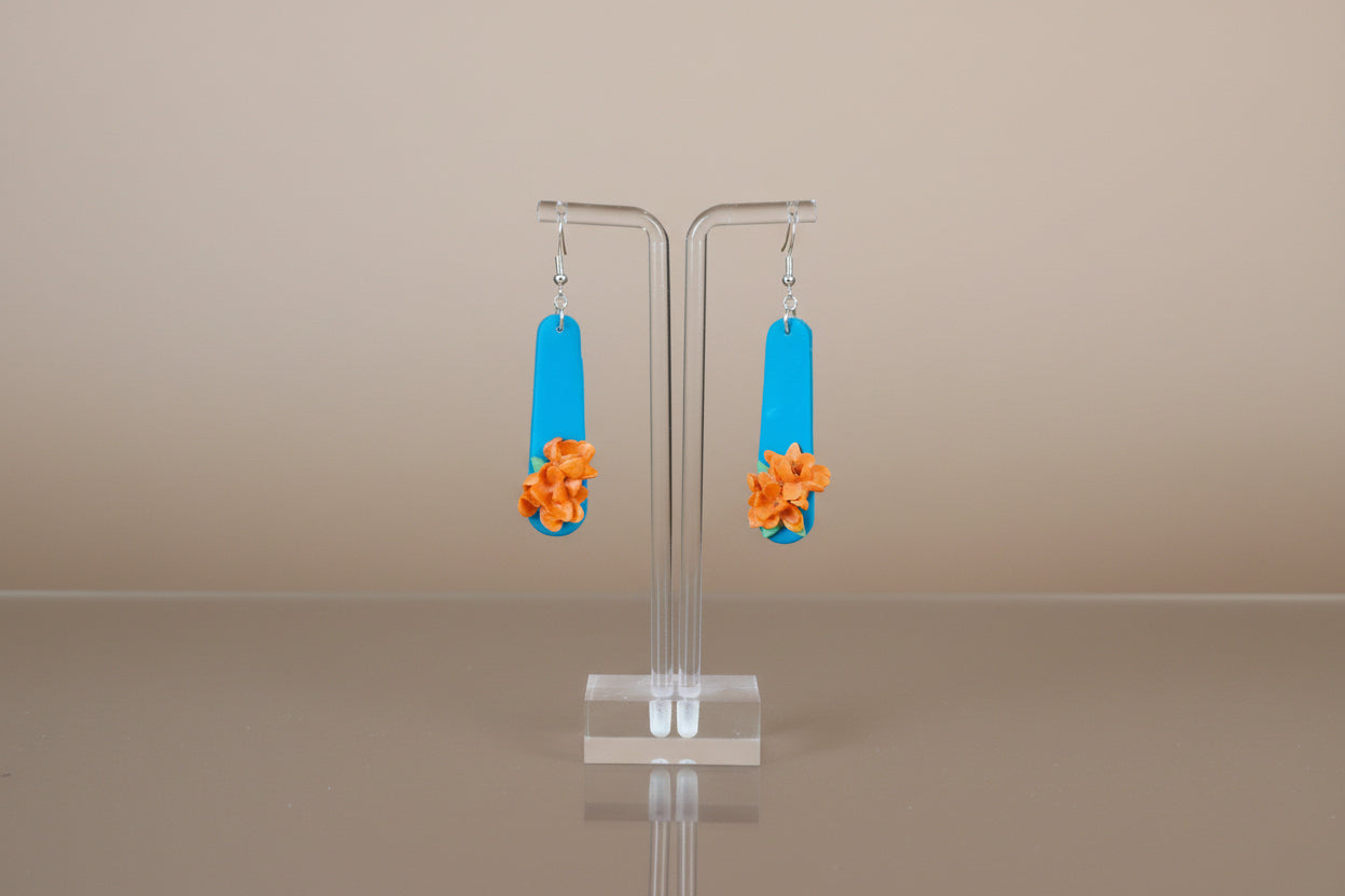 Orange on blue