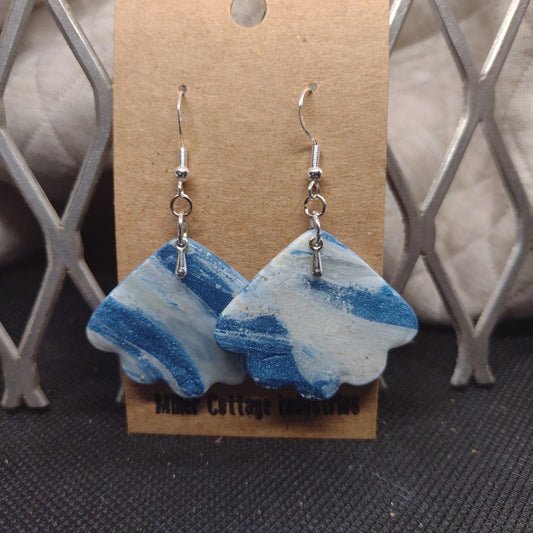 Blue and sparkling swirls with silver dangle