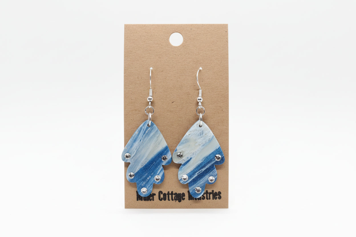 Blue and sparkling swirls fan with rhinestones