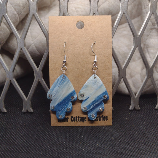 Blue and sparkling swirls fan with rhinestones