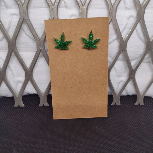 Green glitter pot leaf