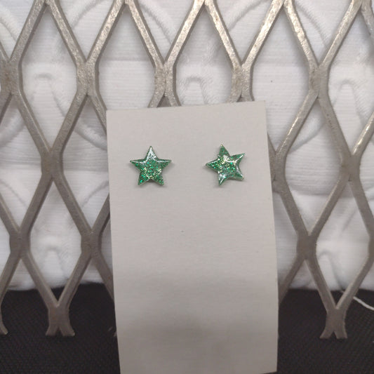 Green glitter stars