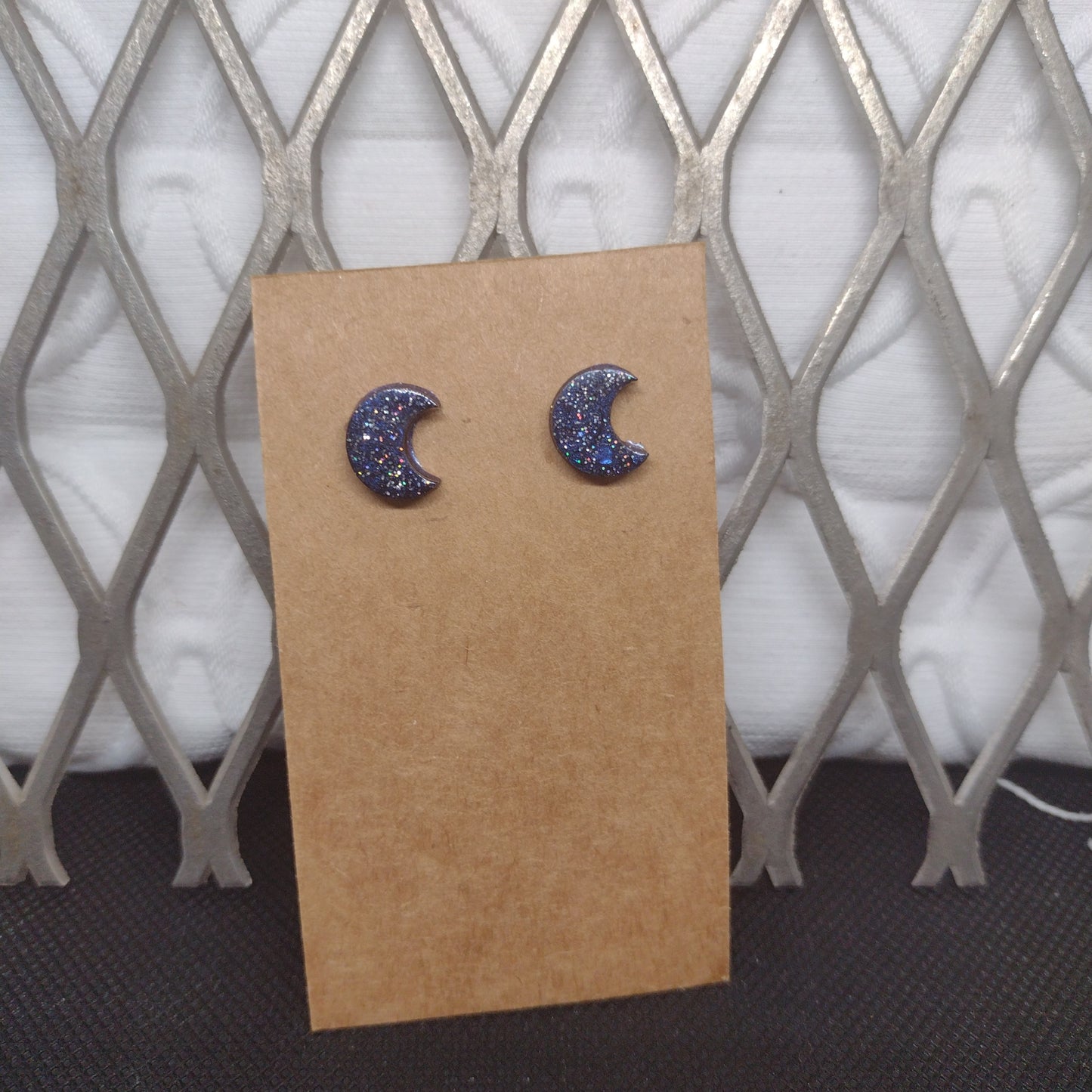 Dark blue glitter moons