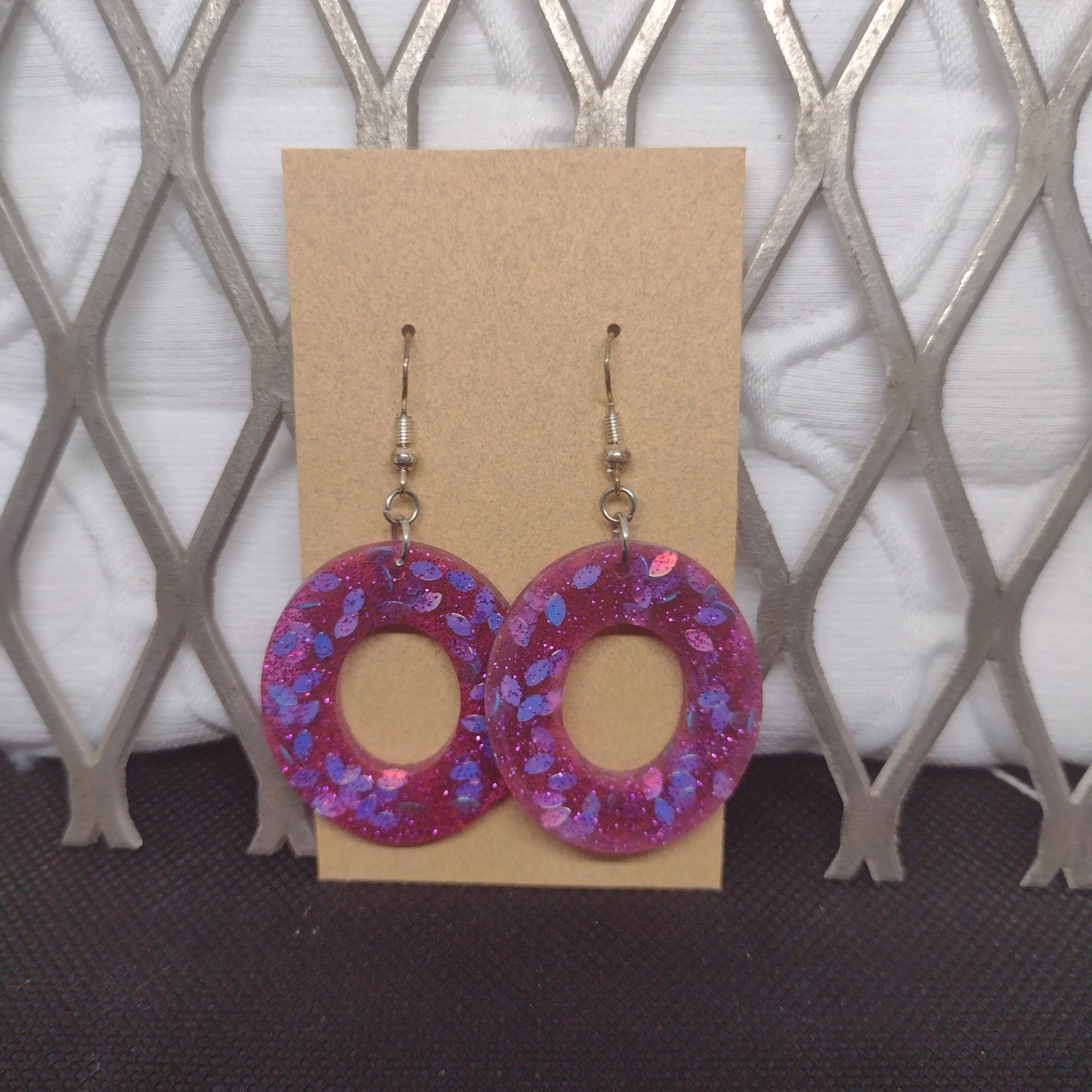 Purple sparkle circle dangle
