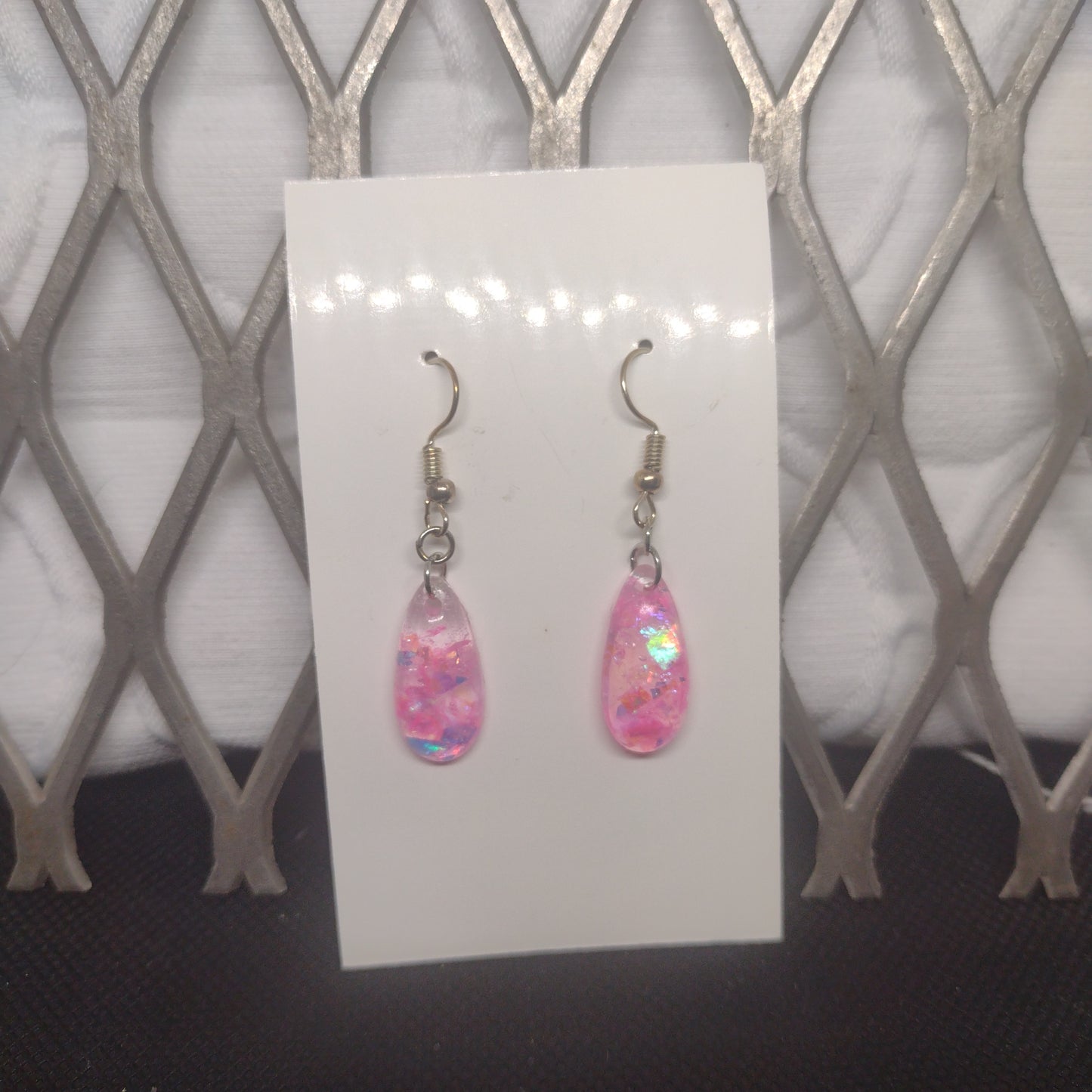 Pink mica flakes tear drop