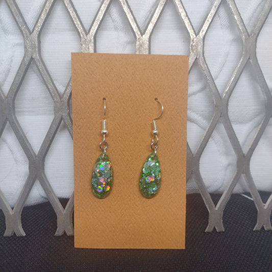 Green glitter tear drop