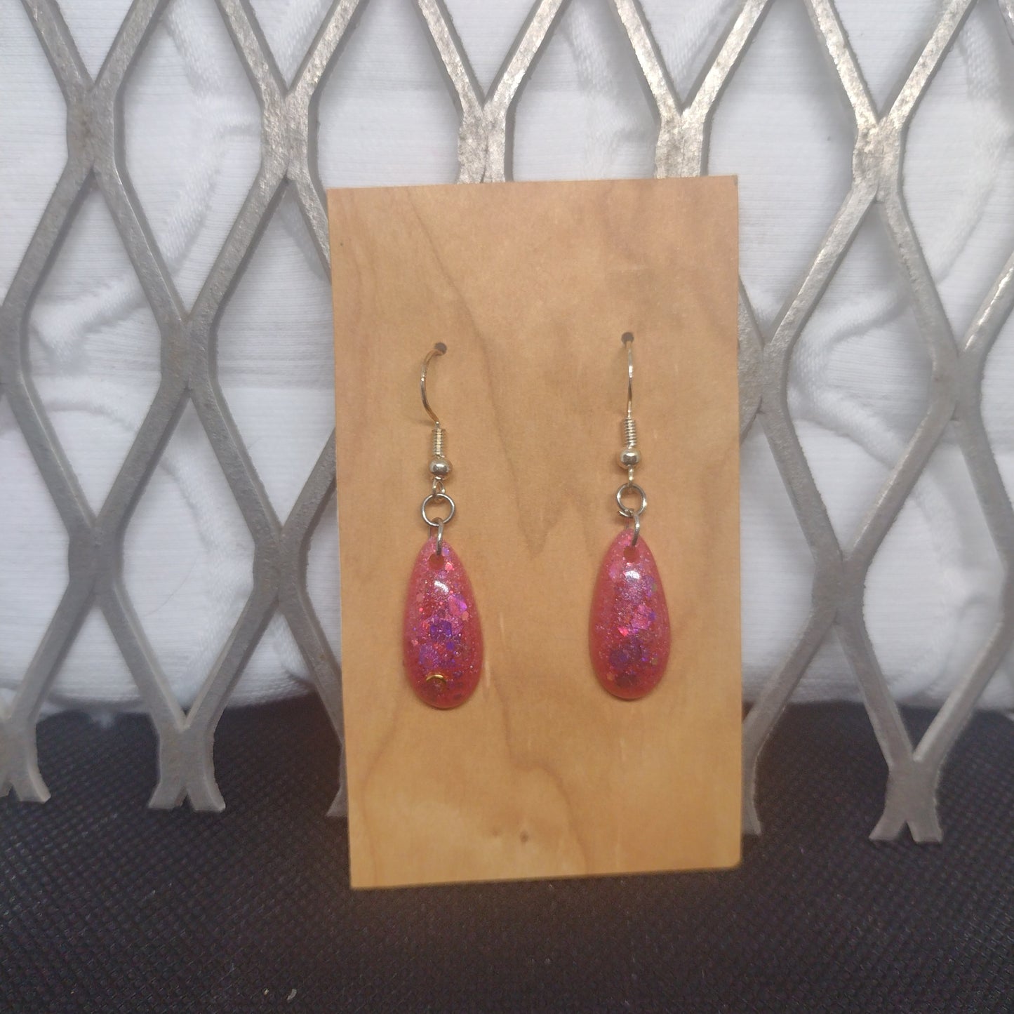 Pink glitter tear drop