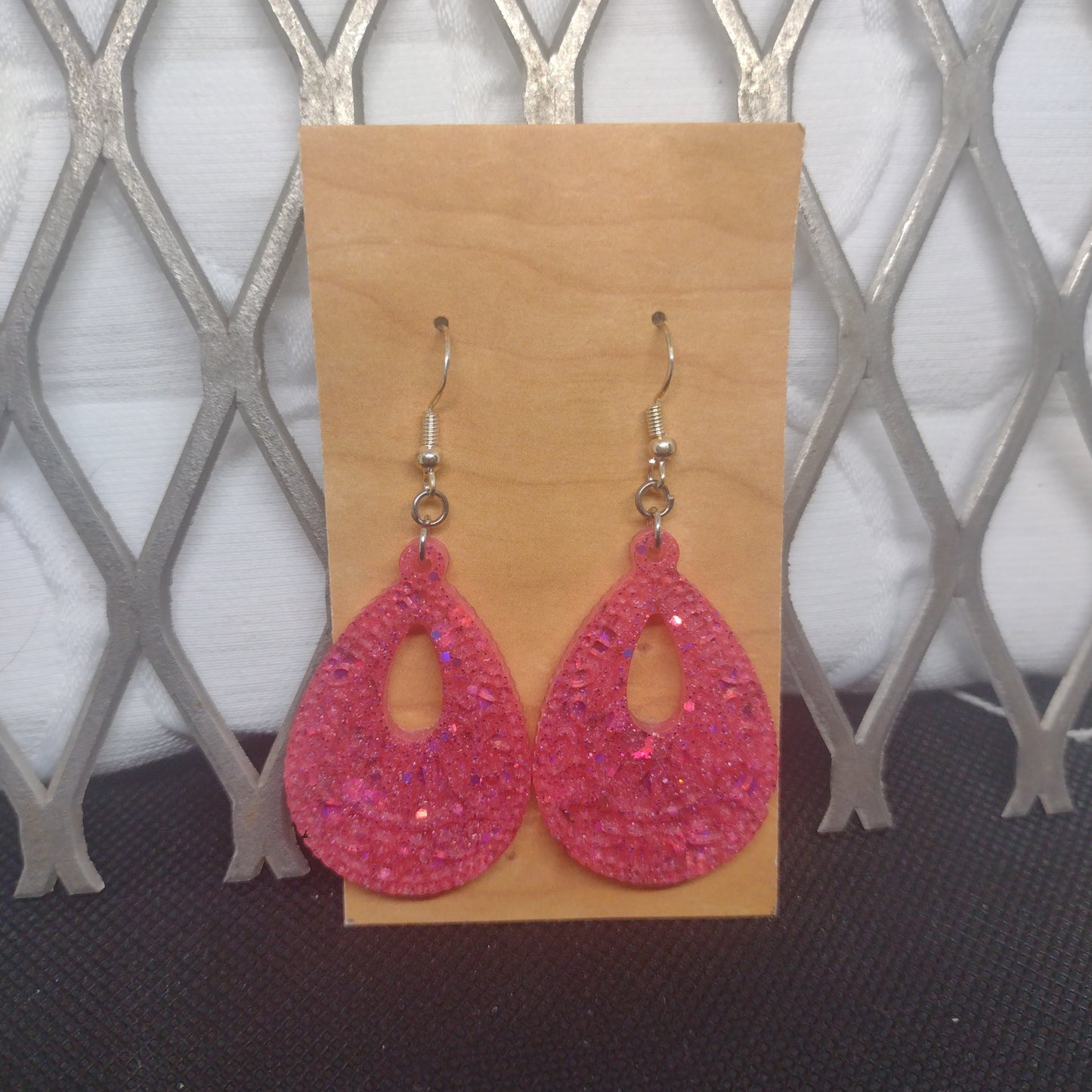 Pink glitter large dangle
