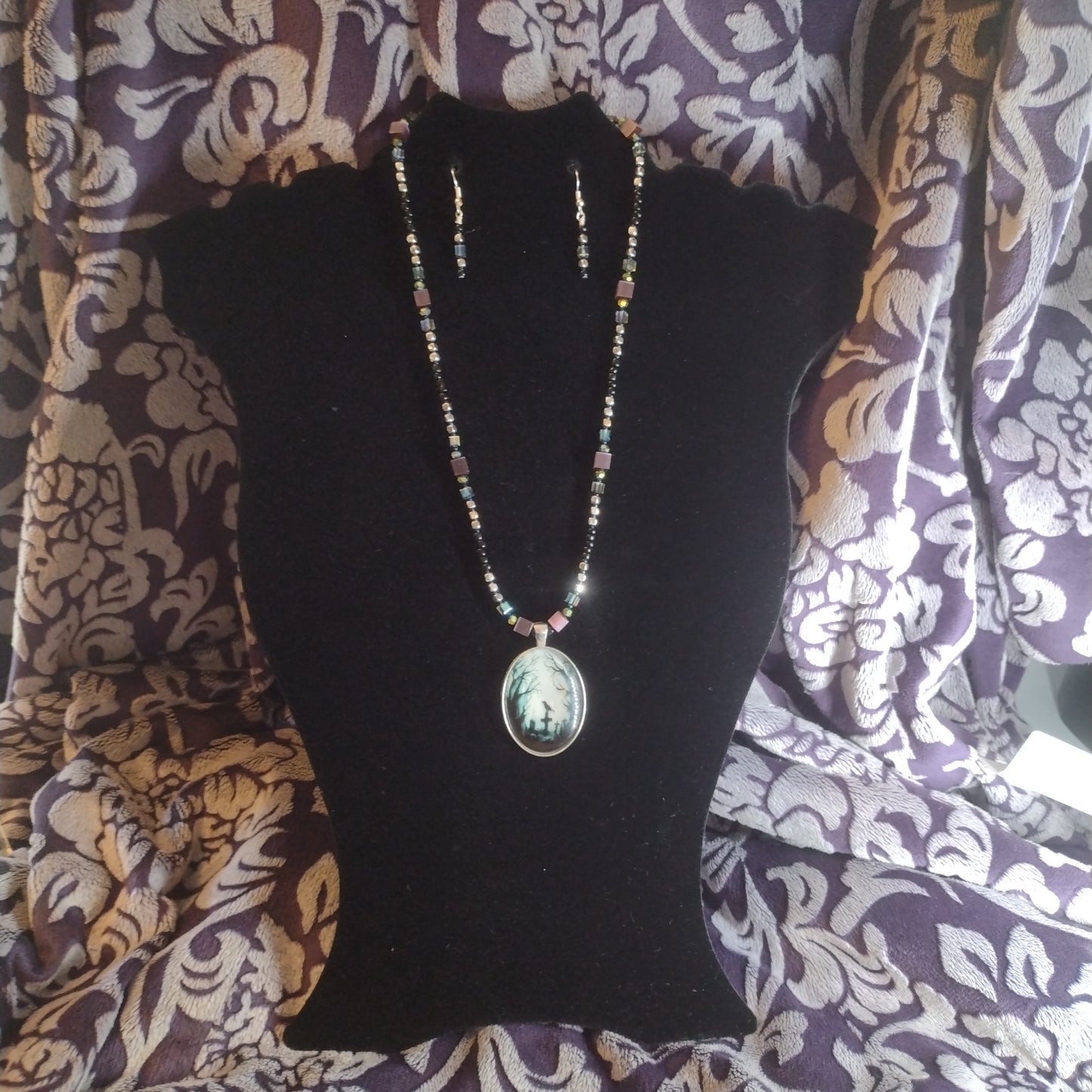 Raven in graveyard set